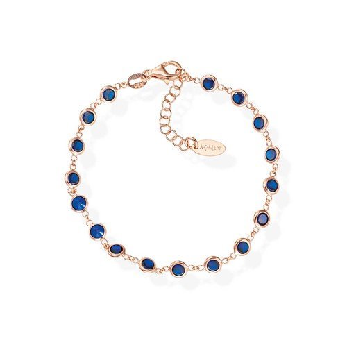 Bracciale Donna Amen In Argento 925 Rosè Con Zirconi Blù