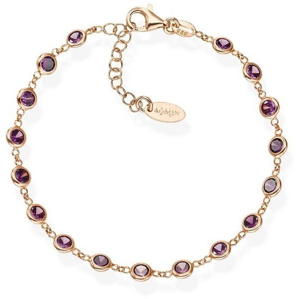 Bracciale Donna Amen In Argento 925 Rosè E Zirconi Viola 3 - Verre Gioielli verre-gioielli-bracciale-donna-gioielli-amen-tennis-brgorvi3