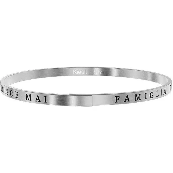 Bracciale Donna Kidult Family Bangle Sottile In Acciaio Satinato Con Incisione Smaltata 1 Verre Gioielli - l'istituzione del gioiello