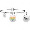Bracciale Donna Kidult Love Bangle In Acciaio Con Ciondolo Con Cuore In Smalto Multicolore 2 - Verre Gioielli verre-gioielli-bracciale-donna-gioielli-kidult-love-731708