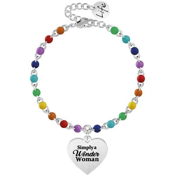 Bracciale Donna Kidult Love In Acciaio Con Ciondolo A Cuore E Catena Rolò Con Inserimenti In Smalto Multicolore 3 - Verre Gioielli verre-gioielli-bracciale-donna-gioielli-kidult-love-731827