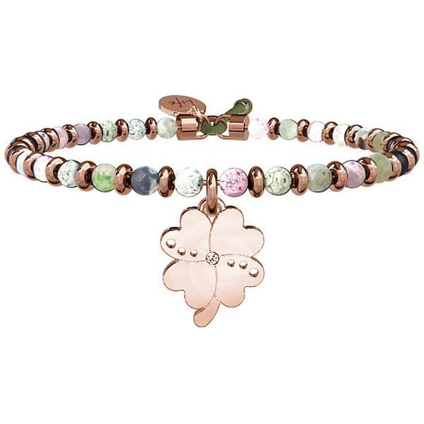 Bracciale Donna Kidult Nature Bangle Con Filo Armonico In Acciaio Color Oro Rosa Sfere In Agata Multicolor E Ciondolo Quadrifoglio 3 - Verre Gioielli verre-gioielli-bracciale-donna-gioielli-kidult-nature-73143