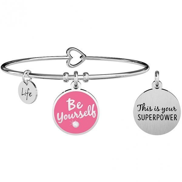 Bracciale Donna Kidult Philosophy Bangle In Acciaio Con Ciondolo Tondo Smaltato Rosa 3 - Verre Gioielli verre-gioielli-bracciale-donna-gioielli-kidult-philosophy-731709