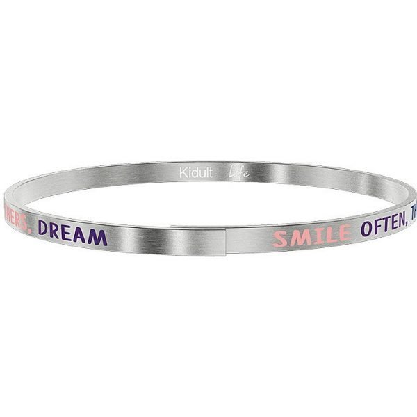 Bracciale Donna Kidult Philosophy Bangle Sottile In Acciaio Satinato Con Scritta Grigia E Rosa 3 - Verre Gioielli verre-gioielli-bracciale-donna-gioielli-kidult-philosophy-731742