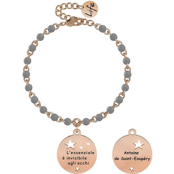 Bracciale Donna Kidult Philosophy In Acciaio Color Oro Rosa Con Ciondolo Tondo E Catena Rolò 3 - Verre Gioielli verre-gioielli-bracciale-donna-gioielli-kidult-philosophy-731819