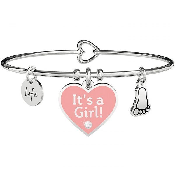 Bracciale Da Donna Kidult Special Moments Bangle In Acciaio Con Ciondoli A Cuore Smaltato Rosa E A Piedino 3 - Verre Gioielli verre-gioielli-bracciale-donna-gioielli-kidult-special-moments-731710