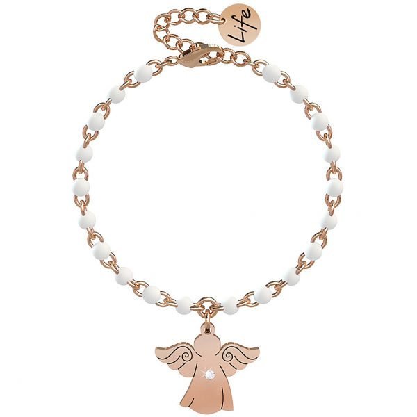 Bracciale Donna Kidult Spirituality In Acciaio Color Oro Rosa Con Ciondolo Ad Angelo E Catena Rolò 3 - Verre Gioielli verre-gioielli-bracciale-donna-gioielli-kidult-spirituality-731822