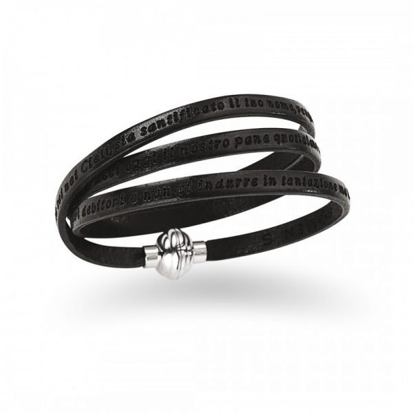 Bracciale Unisex Amen Preghiera Padre Nostro In Pelle Nera 3 - Verre Gioielli verre-gioielli-bracciale-unisex-gioielli-amen-padre-nostro-italiano