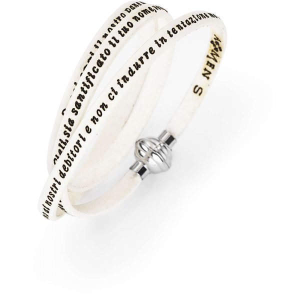 Bracciale Unisex Amen Preghiera Padre Nostro In Pelle Bianca 3 - Verre Gioielli verre-gioielli-bracciale-unisex-gioielli-amen-padre-nostro-italiano