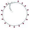 Cavigliera Donna Amen Romance In Argento 925 Rodiato Con Cristalli Rossi E Charme 2 - Verre Gioielli Cavigliera Donna Amen Romance In Argento 925 Rodiato Con Cristalli Rossi E Charme