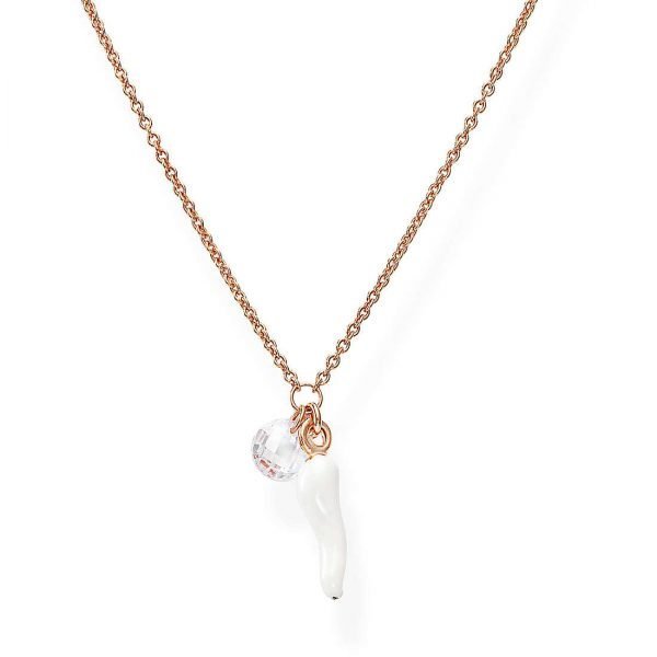 Collana Donna Amen Cornetti In Argento 925 Rosè Con Pendente 3 - Verre Gioielli Collana Donna Amen Cornetti In Argento 925 Rosè Con Pendente