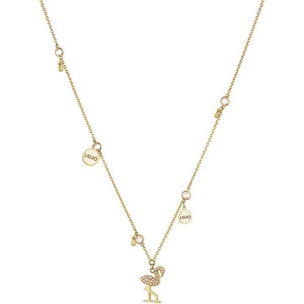 Collana Donna Liu Jo In Acciaio Inossidabile Dorato Con Pietre Rosa Sulla Catena E Sui Pendenti 3 - Verre Gioielli verre-gioielli-collana-donna-gioielli-liujo-lj148