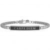 Bracciale Uomo i Kidult Philosophy In Acciaio Satinato Con Catena Veneta E Piastra Rettangolare Nera 2 - Verre Gioielli Kidult Verre Gioielli