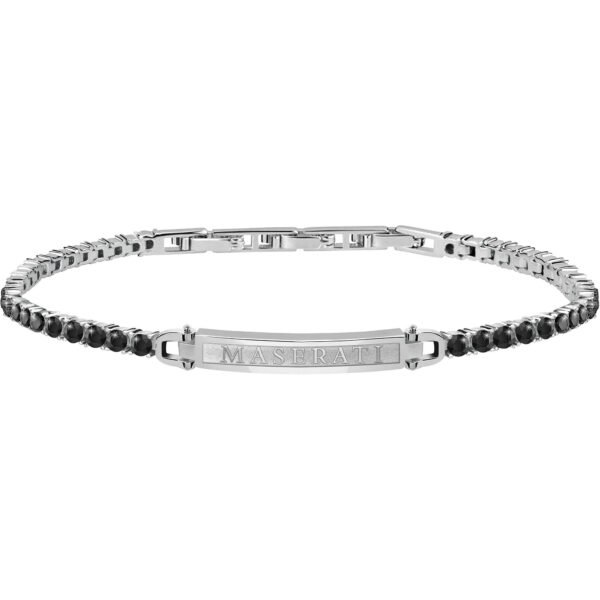 Bracciale Uomo Maserati In Acciaio E Cristalli Neri - Verre Gioielli