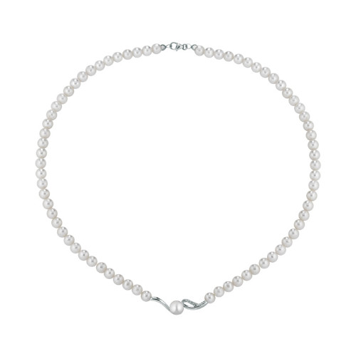 Collana Donna Kioto Con Perle E Diamanti 0.01 Ct In Oro Bianco 18 Kt