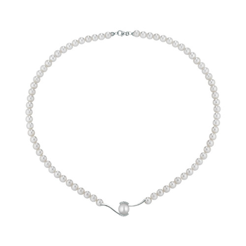 Collana Donna Kioto Con Perle E Diamanti 0.07 Ct In Oro Bianco 18 Kt