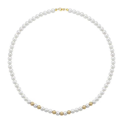 Collana Donna Kioto Con Perle E Sfere Sfaccettate In Oro Giallo 18 Kt