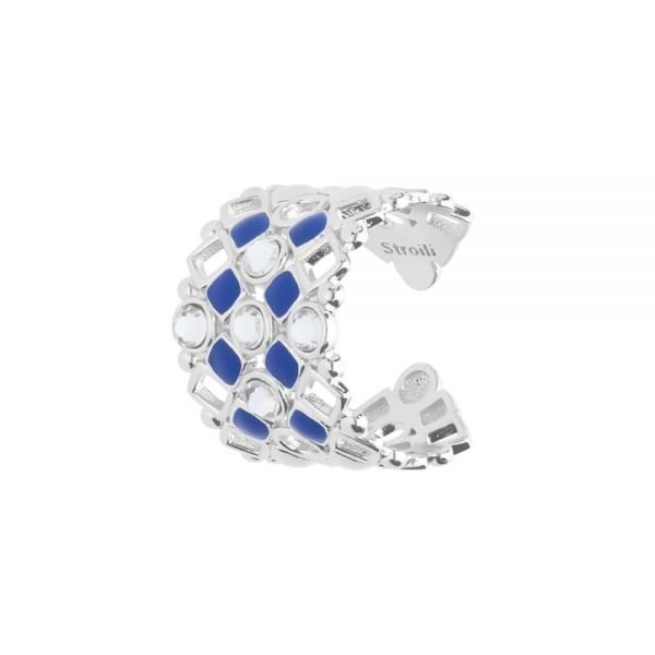 Anello Donna Stroili Regolabile In Ottone Rodiato Con Cristalli E Smalto Blu 3 - Verre Gioielli / 1 – 1671091_1 verre gioielli