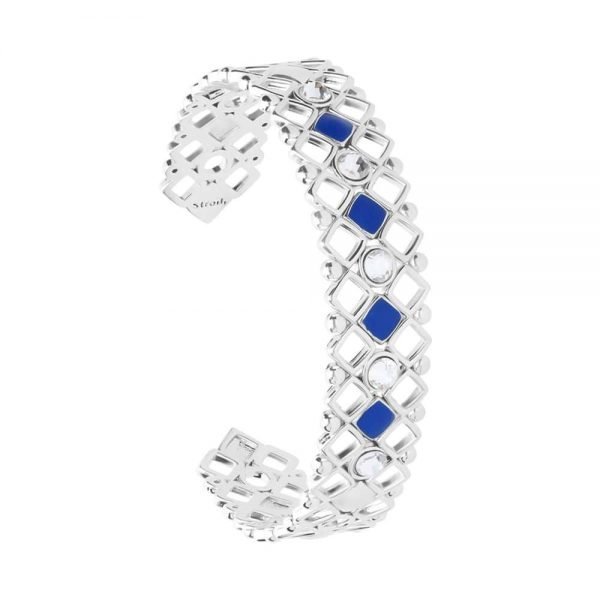Bracciale Donna Stroili Bangle In Ottone Rodiato Con Swarovski E Smalto Blu 3 - Verre Gioielli Bracciale Donna Stroili Bangle In Ottone Rodiato Con Swarovski E Smalto Blu