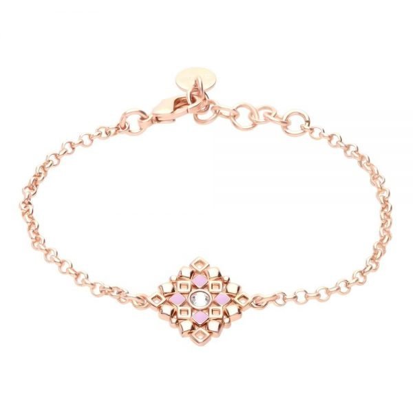 Bracciale Donna Stroili In Ottone Rosato Con Ciondolo A Rombo Cristalli Swarovski E Smalto Rosa