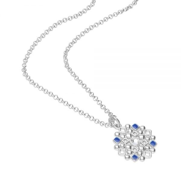 Collana Donna Stroili In Ottone Rodiato Con Ciondolo A Fiore Cristalli Swarovski E Smalto Blu 3 - Verre Gioielli 1671103_product_image_1 verre gioielli