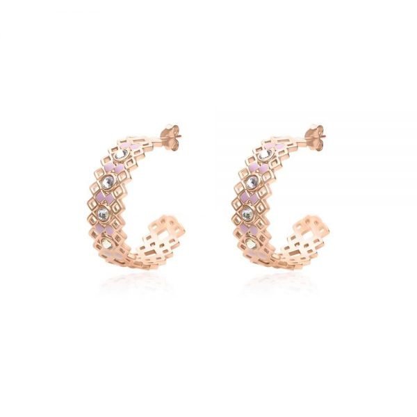 Orecchini Donna Stroili In Ottone Rosato Con Swarovski E Smalto Rosa