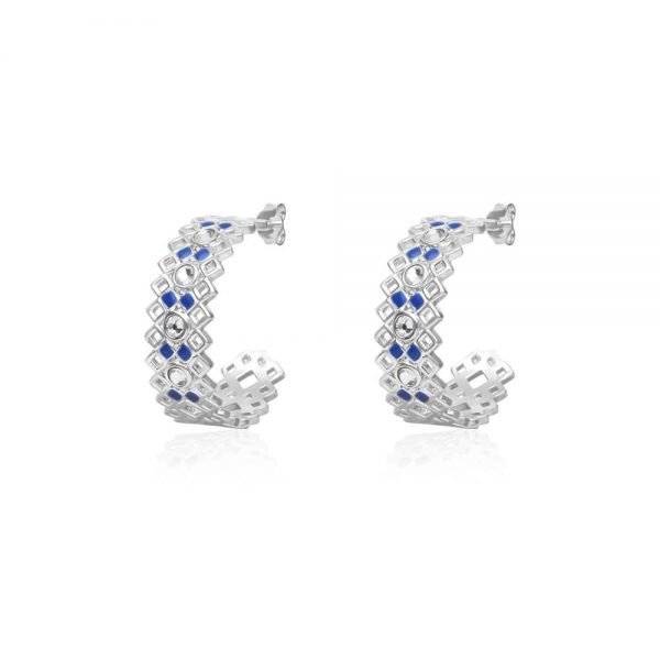 Orecchini Donna Stroili A Cerchio In Ottone Rodiato Swarovski E Smalto Blu