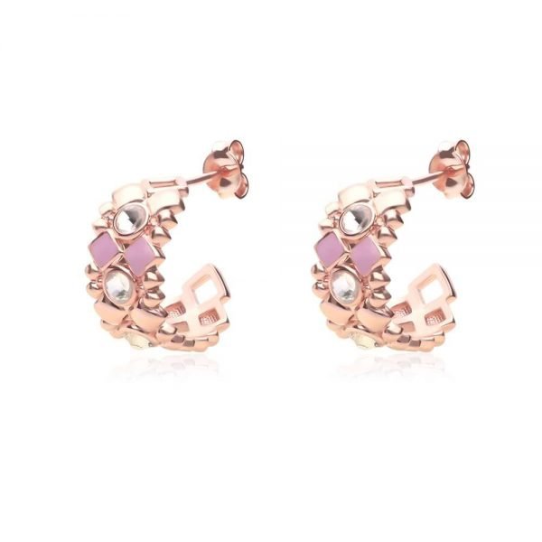 Orecchini Donna Stroili A Cerchio In Ottone Rodiato Con Cristalli E Smalto Rosa 3 - Verre Gioielli 1671106_product_image verre gioielli