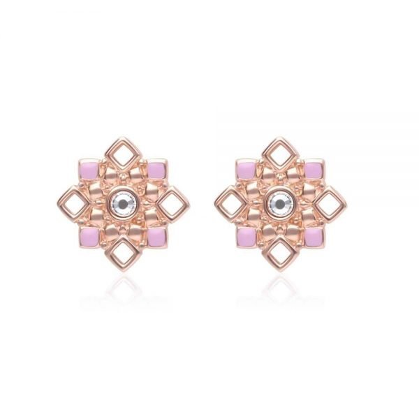 Orecchini A Lobo Donna Stroili In Ottone Rosato A Fiore Con Swarovski e Smalto Rosa 3 - Verre Gioielli 1671109_product_image verre gioielli