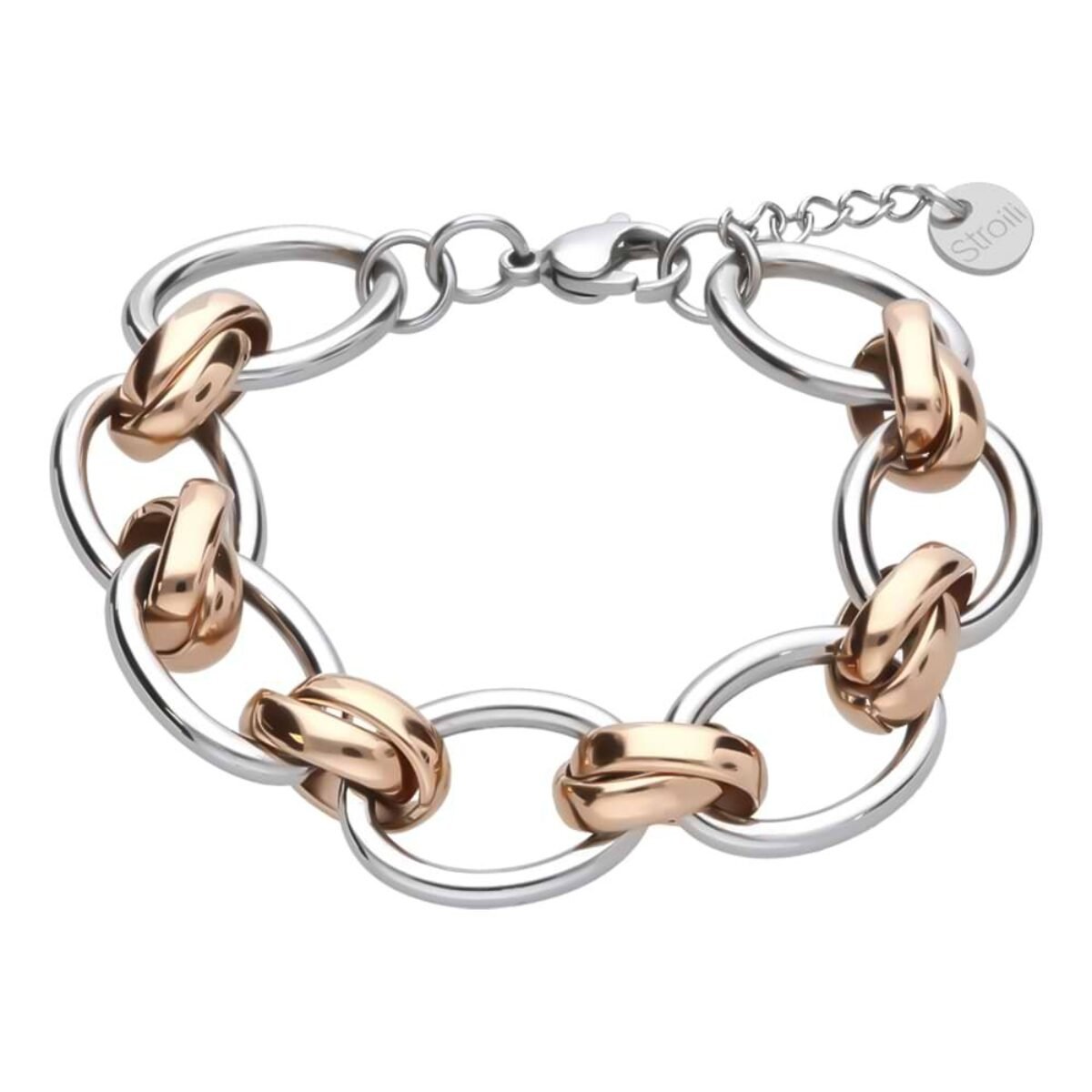 Bracciale Donna Stroili In Acciaio Con Ganci Intrecciati Rosa - Verre Gioielli