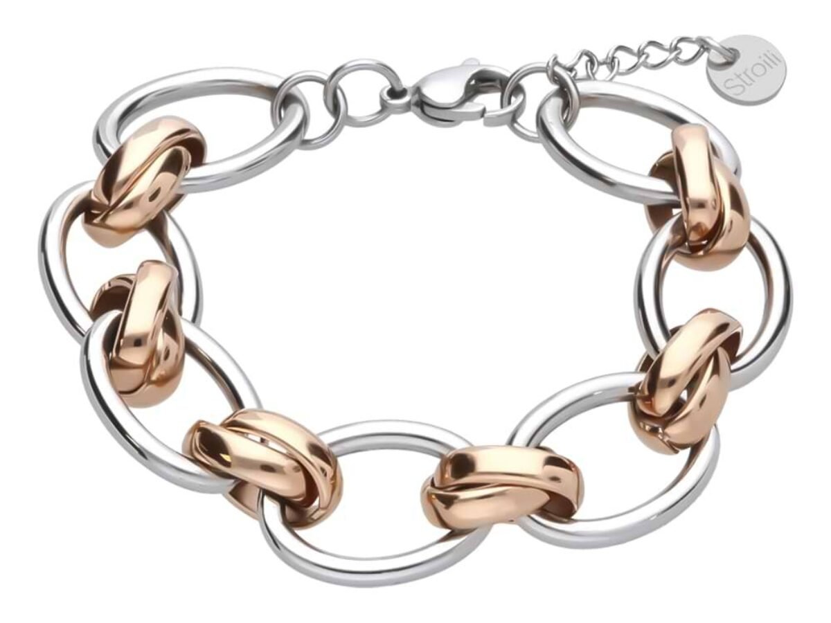 Purelei Bracciale Glace – Oro, Argento, Oro Rosa, Con Perle D'Acqua Dolce, Impermeabile, Acciaio Inox, Lunghezza Regolabile 16-19 Cm