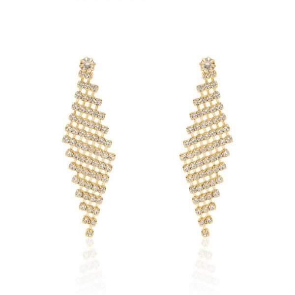 Orecchini Donna Stroili Pendenti A Rombo Dorati Con Strass Multifilo 3 - Verre Gioielli Orecchini Donna Stroili Pendenti A Rombo Dorati Con Strass Multifilo