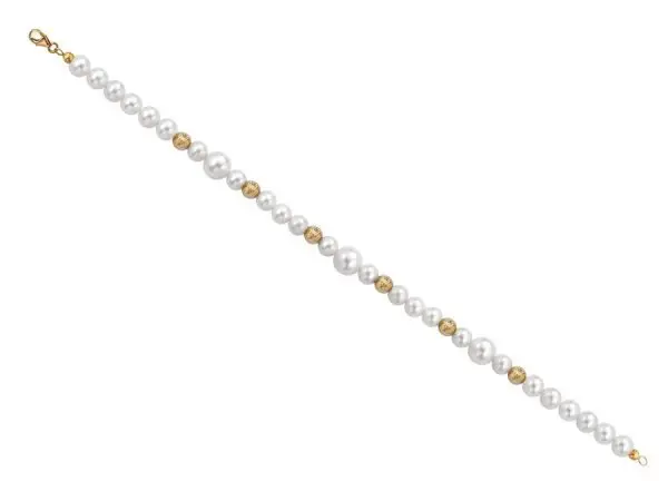Bracciale di perle 6 mm con 6 sfere sfaccettate in oro giallo 18 kt - Collezione Bouquet Verre Gioielli