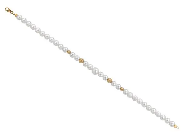 Bracciale di perle 6 mm con 4 sfere sfaccettate in oro giallo 18 kt - Collezione Bouquet Verre Gioielli