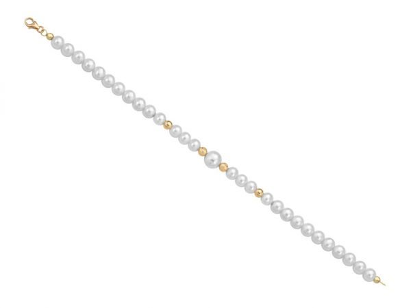 Bracciale di perle 6 mm con 2 sfere sfaccettate in oro giallo 18 kt e 24 sfere lucide in oro giallo 18 kt - Collezione Bouquet Verre Gioielli