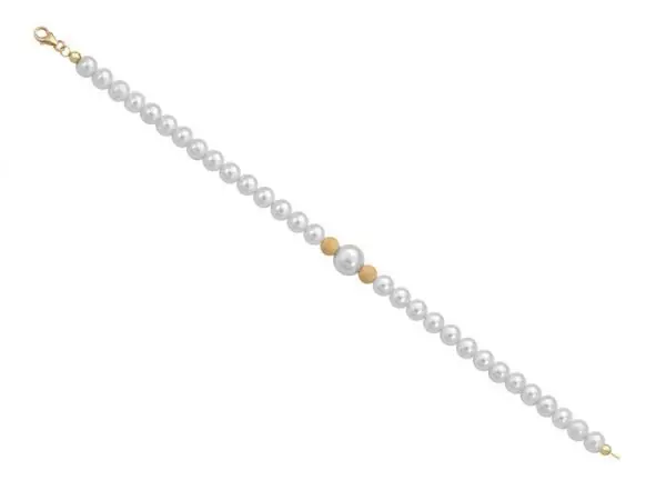 Bracciale di perle 6 mm con 2 sfere satinate in oro giallo 18 kt - Collezione Bouquet Verre Gioielli