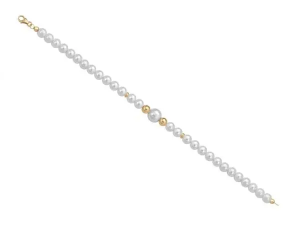 Bracciale di perle 6 mm con 2 sfere lucide in oro giallo 18 kt - Collezione Bouquet Verre Gioielli