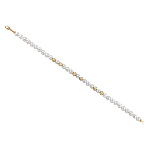 Bracciale Donna Kioto Con Perle E Sfere Sfaccettate In Oro Giallo 18 Kt