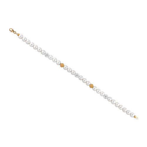 Bracciale Donna Kioto Con Perle E Sfere Zirconate E Satinate Oro Giallo 18 Kt