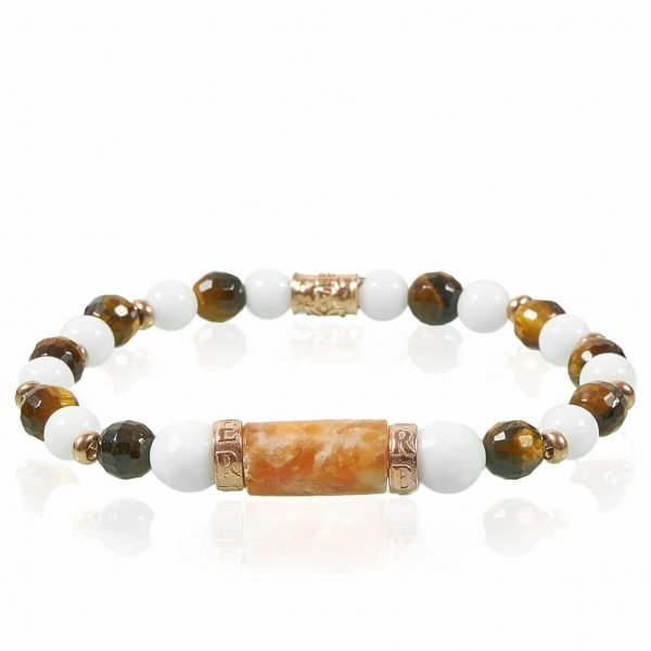 Bracciale Donna Gerba Wendy Con Cordino Elastico E Pietra Agata Occhio Di Tigre Componenti In Argento Rosè 925 Placcato In Oro 18 Kt 3 - Verre Gioielli 700-wendy verre gioielli