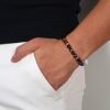 Bracciale Uomo Gerba Full Passion Con Filo Elastico Marrone E Pietre Occhio DI Tigre Multicolor Liscio E Sfaccettato E Componenti In Argento 925 Placcato Oro Rose 18KT 1 Verre Gioielli - l'istituzione del gioiello