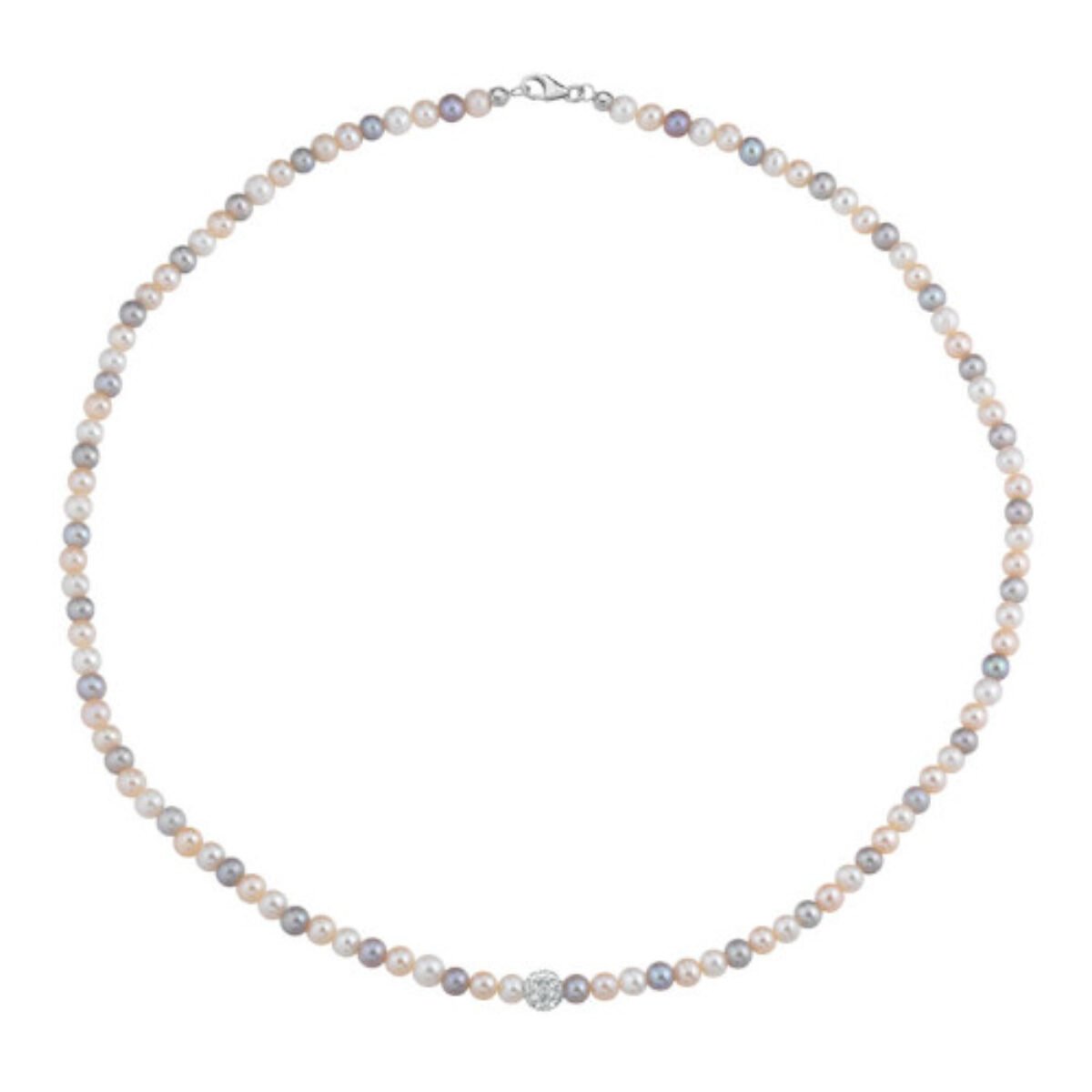 Collana Girocollo Con Perle D'Acqua Dolce E Pietre Naturali | COAI, 40+5 Cm, Regalo Per Lei In Scatola