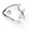 Mono Orecchino Amen A Pesciolino In Argento Rodiato E Zirconi Bianchi