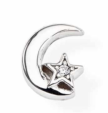 Mono Orecchino Amen A Luna E Stella In Argento Rodiato E Zirconi Bianchi