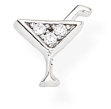 Mono Orecchino Amen A Bicchiere Da Cocktail In Argento Rodiato E Zirconi Bianchi 3 - Verre Gioielli Mono Orecchino Amen A Bicchiere Da Cocktail In Argento Rodiato E Zirconi Bianchi