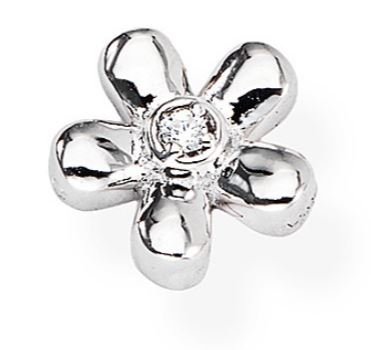 Mono Orecchino Amen A Fiore In Argento Rodiato E Zirconi Bianchi