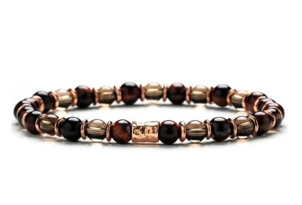 Bracciale Unisex Gerba Lucas 276 Con Componenti In Argento 925 Filo Elastico Quarzo E Occhio DI Tigre 3 - Verre Gioielli Bracciale Unisex Gerba Lucas 276 Con Componenti In Argento 925 Filo Elastico Quarzo E Occhio DI Tigre