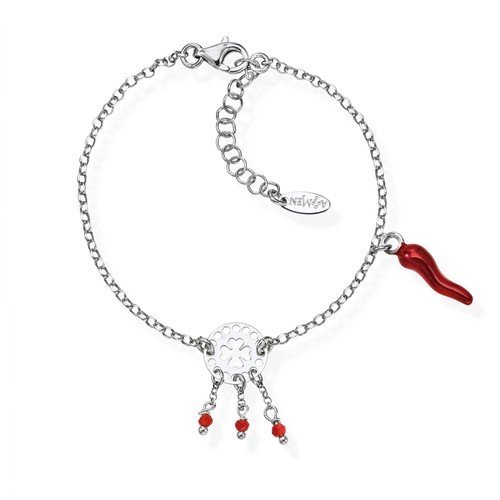 Bracciale Donna Amen Cornetti In Argento 925 Rodiato Con Cristalli Pendenti E Charms A Cornetto 3 - Verre Gioielli Bracciale Donna Amen Cornetti In Argento 925 Rodiato Con Cristalli Pendenti E Charms A Cornetto