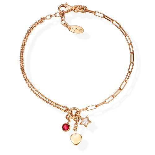 Bracciale Donna Amen Romance In Argento 925 Dorato E Charms