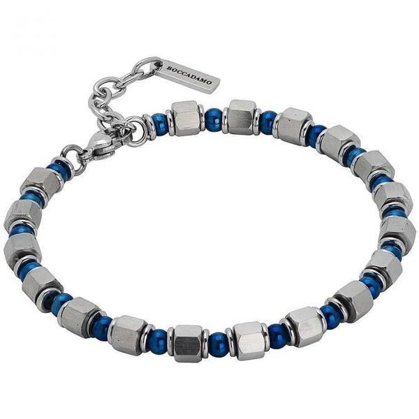 Bracciale Uomo Boccadamo In Acciaio Man Con Cubetti Di Acciaio Bianco E Sfere In Pvd Blu 3 - Verre Gioielli Bracciale Uomo Boccadamo In Acciaio Man Con Cubetti Di Acciaio Bianco E Sfere In Pvd Blu